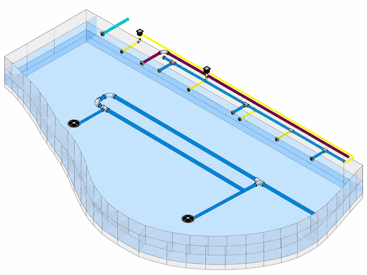 Projeto hidráulico de piscina com borda infinita